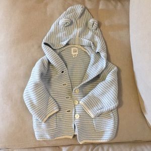 Baby Gap garter bear cardigan blue stripe